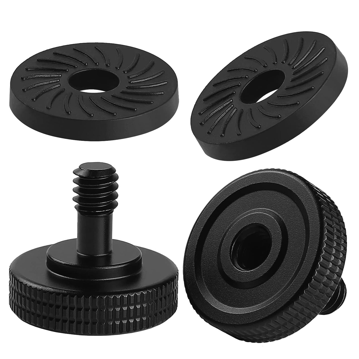 2 Set Thumb Screw Camera Quick Release Adapter with Rubber Pads, Tripod Screw Rubber Washers 1/4" Female to 1/4" Male Thumbscrew L Bracket Mount