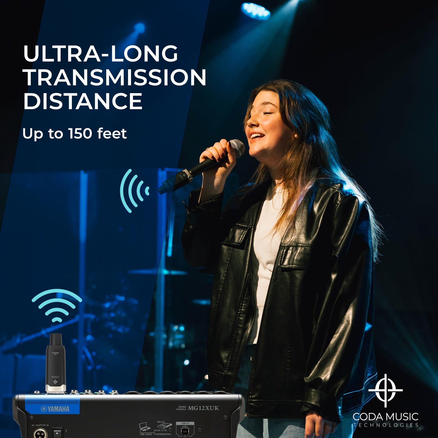 AirSync - Wireless XLR Transmitter and Receiver, UHF Wireless Microphone System for 150ft Range, Rechargeable Wireless Microphone Adapter for Dynamic