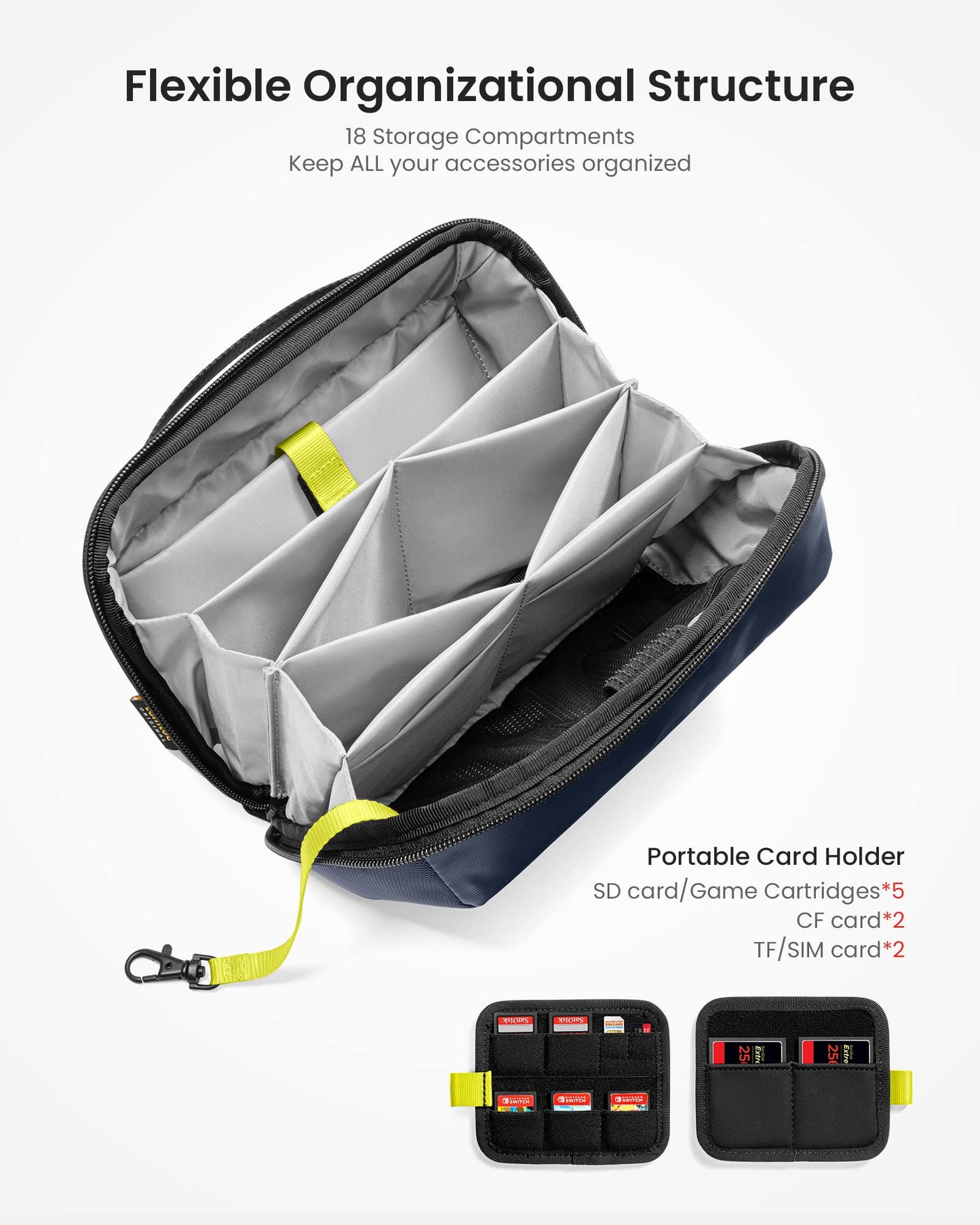 tomtoc Electronic Organizer Accessory Tech Pouch for MacBook Charger, Cables, Power Bank, Hard Drive, Cords, Water-resistant Storage Bag