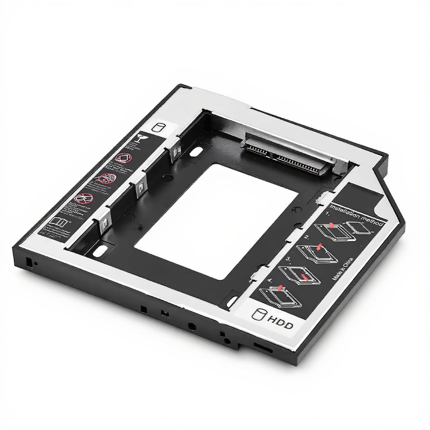 2.5" SSD HDD Hard Drive Enclosure, HDD Internal Hard Disk Drive CD/DVD-ROM Bracket for Most Laptops with 9.5mm Connector