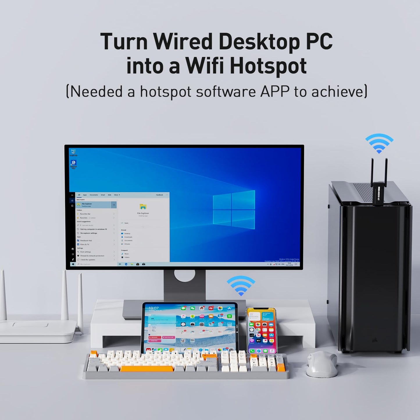 CY-SUZON AC1300 USB 3.0 WiFi Adapter for PC, Wireless Network Adapter for Desktop with 2.4GHz,2×High Gain Antenna,Windows11/10/8/7/XP