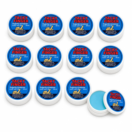Tacky Finger Fingertip Moistener (12-Pack) - Non-Toxic, Odor-Free Gel for Paper Counting & Sorting - Non-Slip Grip Containers for Office, School or