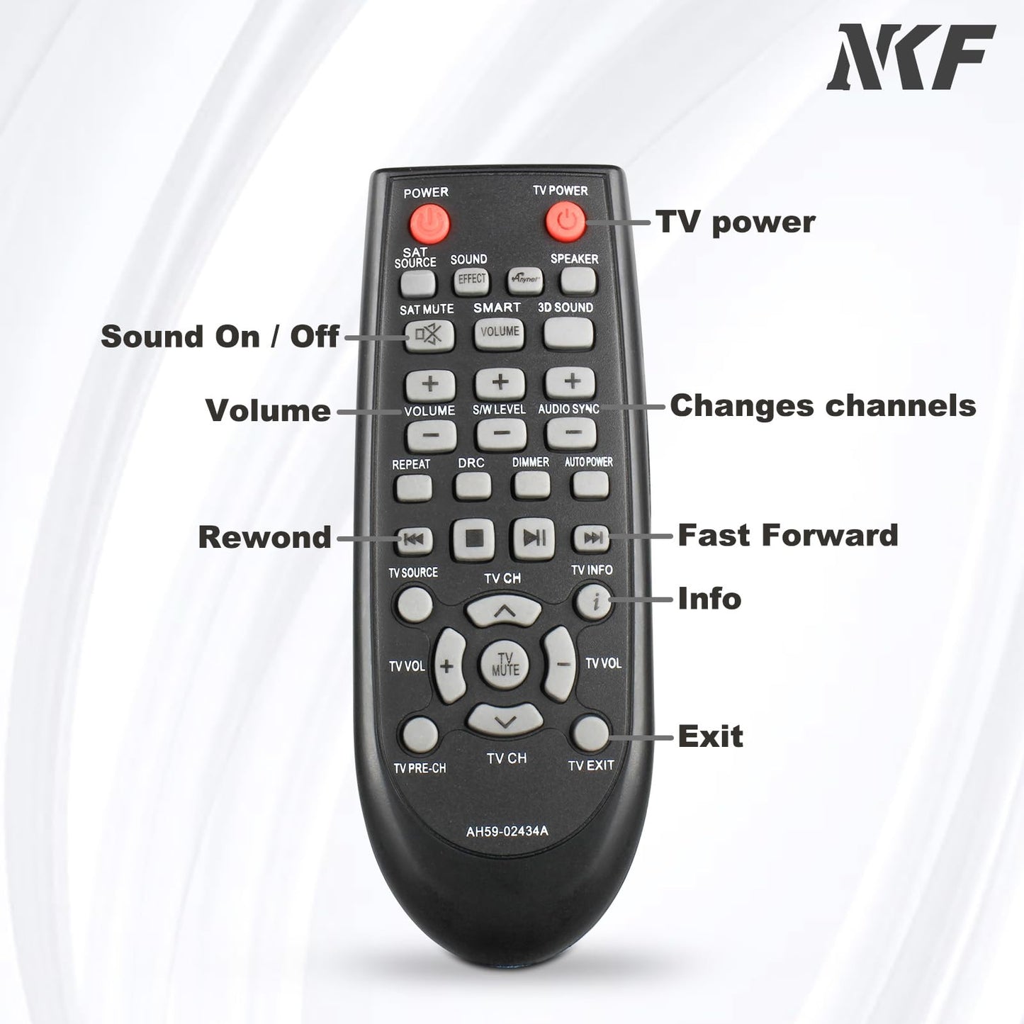 AH59-02434A for Samsung SoundBar Remote Replacement: No Programming Needed, Remote for Samsung Sound Bar Speaker System Models HW-E450 HW-E550 HW-E551