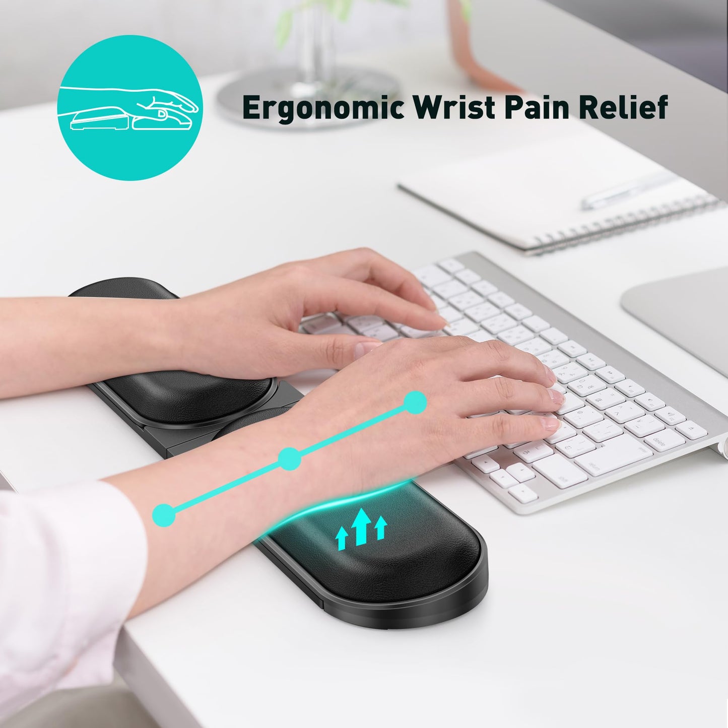 DeskLogics Adjustable Keyboard Wrist Rest, Extendable 16.57" to 25.17" Length & -30° to 30° Angle, Foldable Ergonomic Memory Foam Support for PC