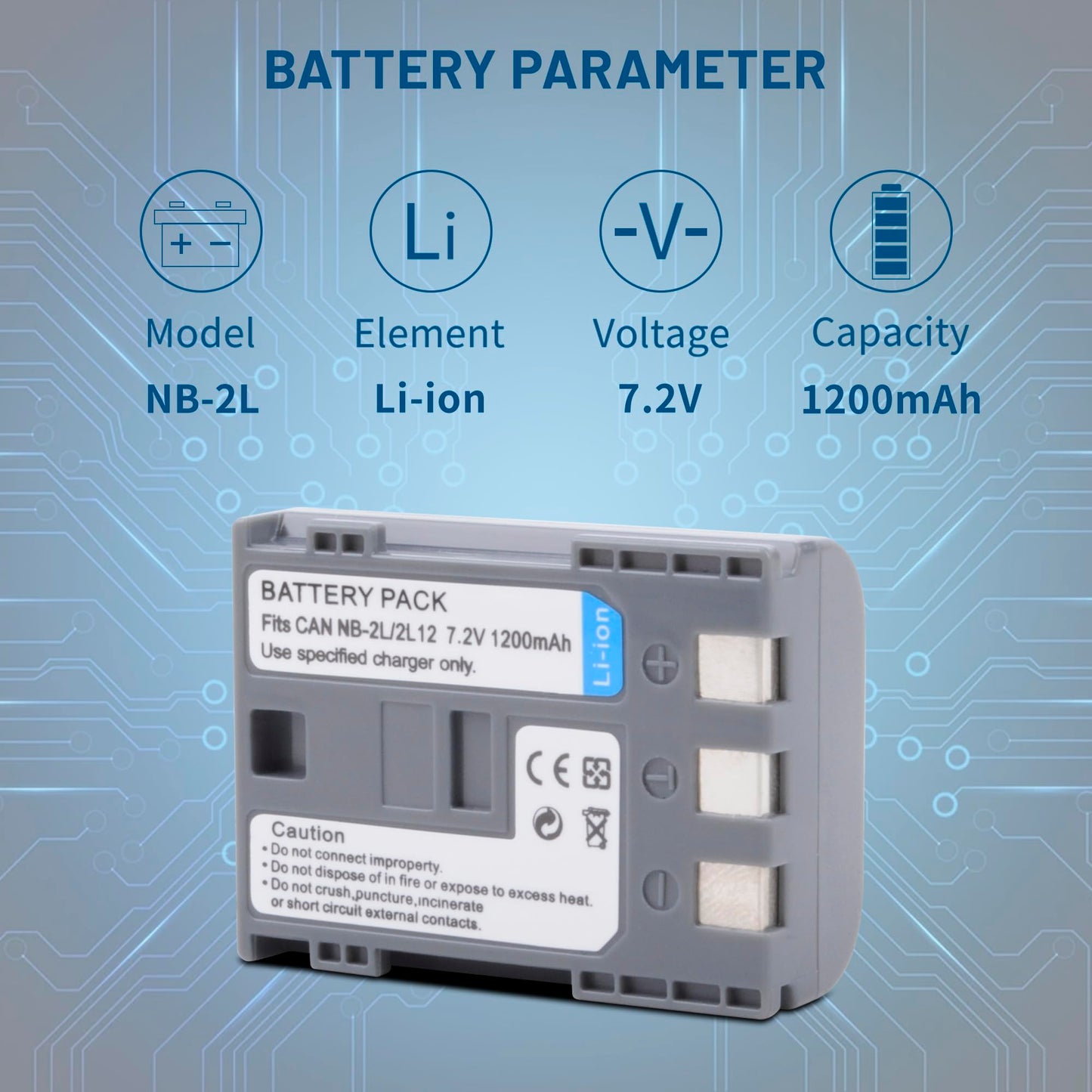 2-Pack NB-2L NB-2LH Battery with Smart LCD Display Dual Charger for Canon PowerShot G7 G9 S80 S70 S60 S50 S45 S40 S30, for Canon DC410 DC420, EOS 350D