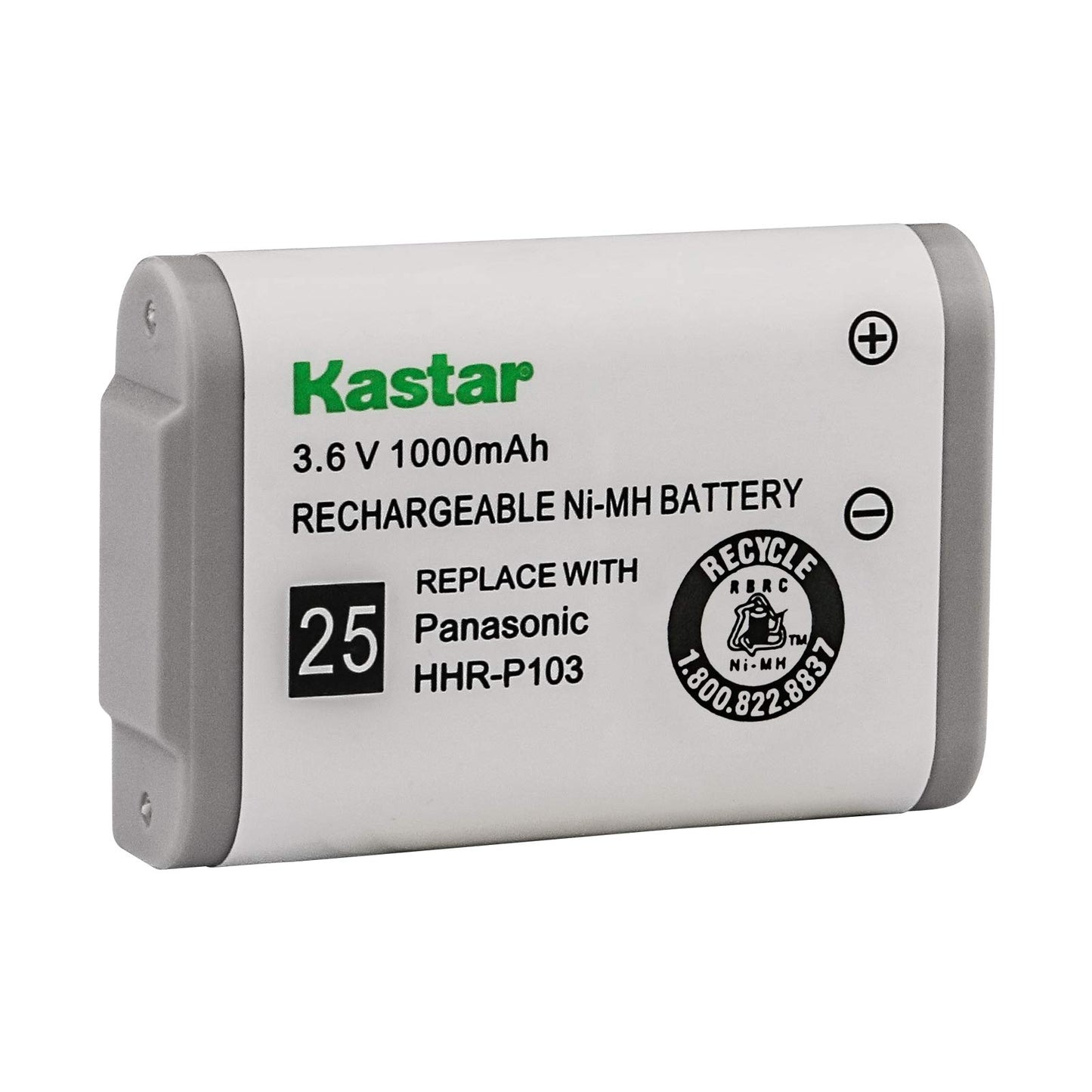 Kastar 4-Pack Cordless Phone Battery Replacement for Panasonic HHR-P103 KX-TG2352 KX-TG2382 KX-TG2383 KX-TG2720 KX-TGA273, Radio Shack 23-906 23-966