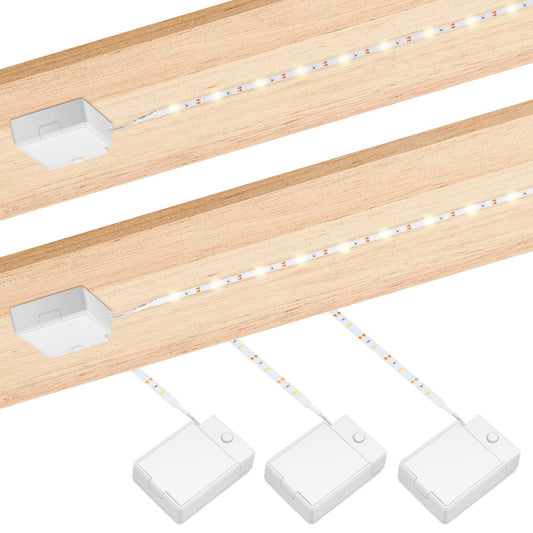 3 Pack Battery Operated LED Strip Lights for Under Cabinet, Under Counter Click Light for Kitchen Cabinet Closet Shelves (Cool White) 5000K, Without