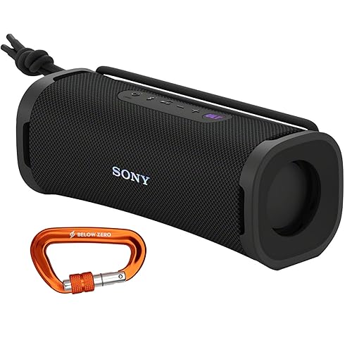 Sony ULT Field 1 Bluetooth Wireless Portable Speaker with Echo Canceling Technology (Black) Bundle with 12kN Heavy Duty Carabiner with Locking Clip