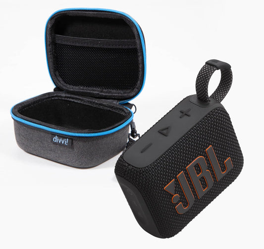 JBL GO 4 Portable Bluetooth Speaker & divvi GO Protective Hardshell Case - Black