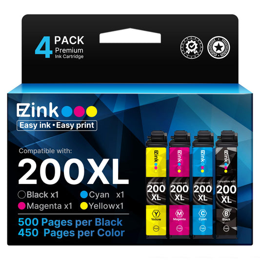 E-Z Ink Remanufactured 200XL Ink Cartridges Replacement for Epson 200XL Ink Cartridges Combo Pack to Use with Epson XP-200, XP-300, XP-310, XP-400