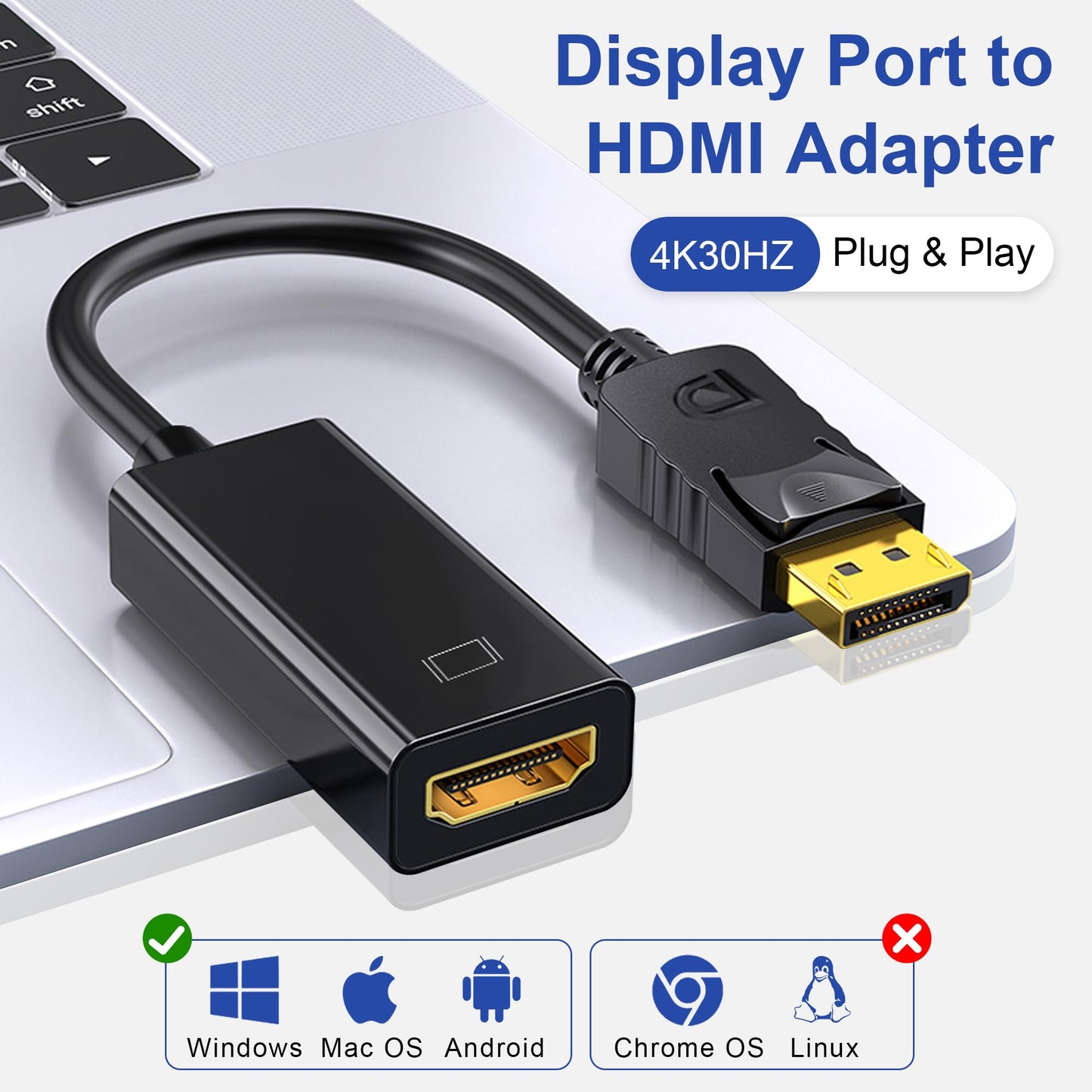 HOYAWU 2-Pack Display Port to HDMI Adapter, 4K UniDirectional DP to HDMI (Male to Female), HDMI Converter Compatible with Dell, HP, Lenovo, AMD