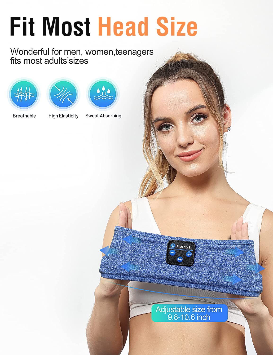 Fulext Sleep Headphones Bluetooth Headband,Sleeping Headphones Sports Headband, Long Time Play Sleeping Headsets with Built in Speakers Perfect…