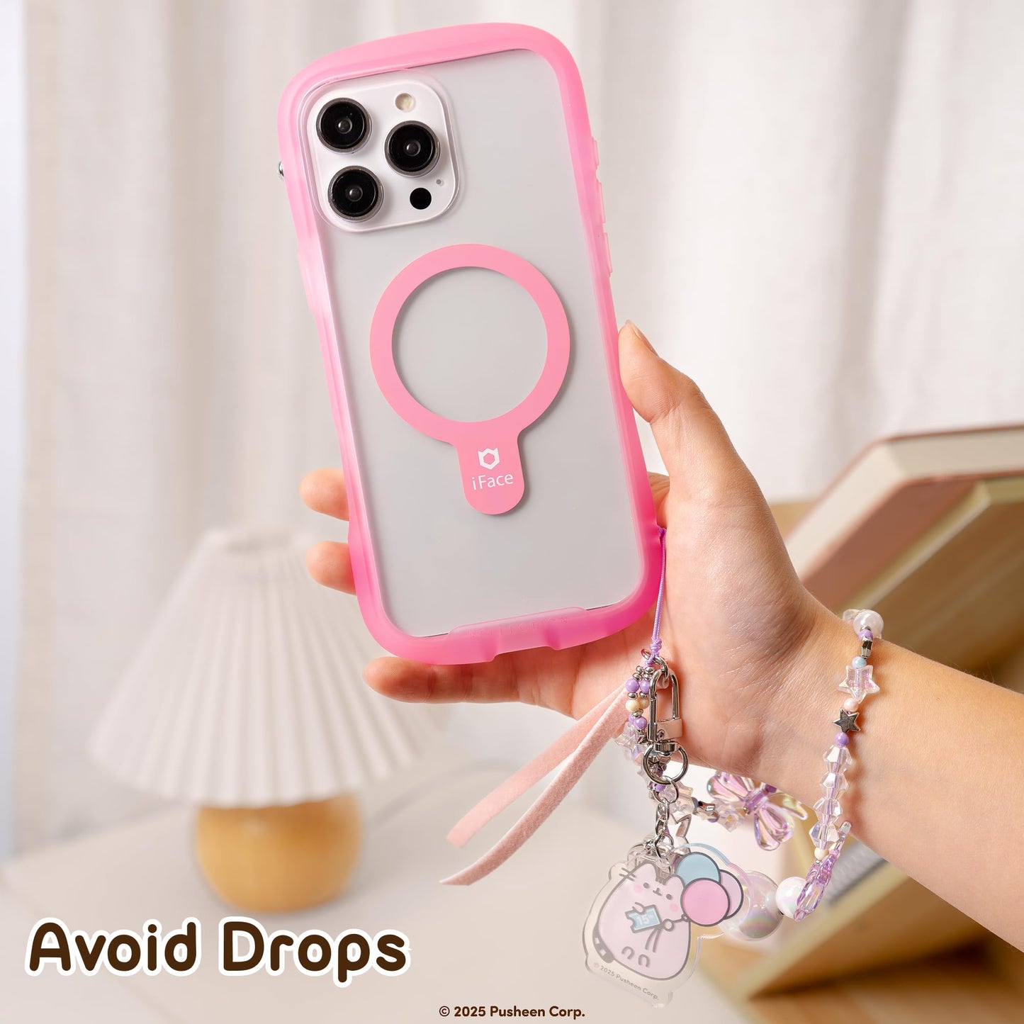 iFace Pusheen the Cat Beaded Wristlet Universal Charm Strap [15th Anniversary Special Limited Edition] - Cute Wrist Straps for Cell Phone Camera Keys