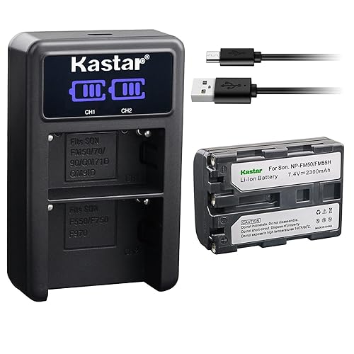 Kastar 1-Pack NP-FM50/FM55Battery and LED2 USB Charger Compatible with Sony DCR-TRV16 DCR-TRV17 DCR-TRV18 DCR-TRV19 DCR-TRV20 DCR-TRV22 DCR-TRV23
