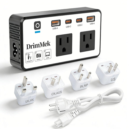 200W Voltage Converter US to Europe, Step Down Travel Power Adapter with 4 USB Ports, 2 AC Outlets for Curling Iron Hair Straightener Laptop, EU UK…