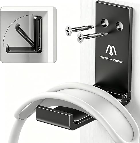 APPHOME Foldable Headphone Stand & Headset Holder Mount, No-Scratch Silicone Pad Wall Hook for Gaming Headset, Space-Saving Under Desk Hanger