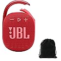 JBL Clip 4 Portable Bluetooth Speaker Bundle with Deluxe CCI Protective Carrying Pouch (Red)