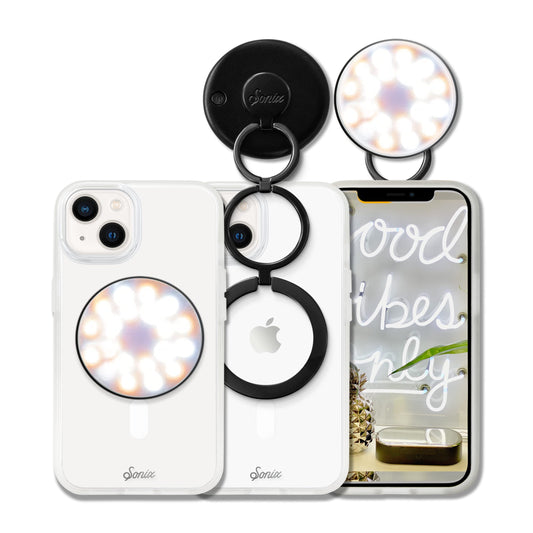 Sonix MagLink Selfie Light and Phone Ring Grip for MagSafe iPhone 17, 16, 15, 14, 13, 12 Series, Magnetic Fully Adjustable Round Ring Light
