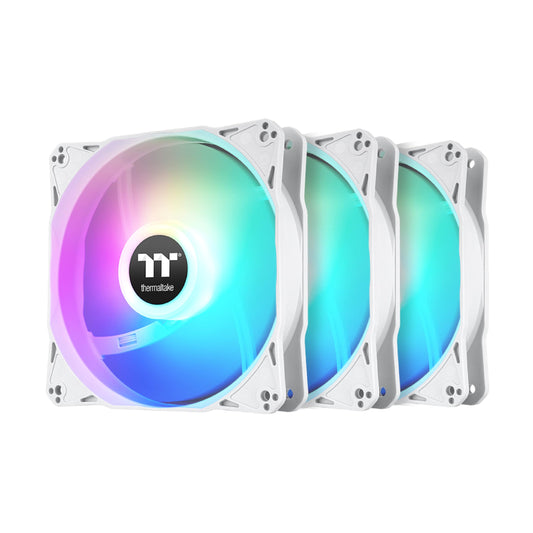 Thermaltake LE120 ARGB PWM Fan White (3 Pack), PWM Controlled 500~1500 RPM, 5V Motherboard Sync, 16.8 Million Colors 9 Addressable LEDs, 66.1 CFM
