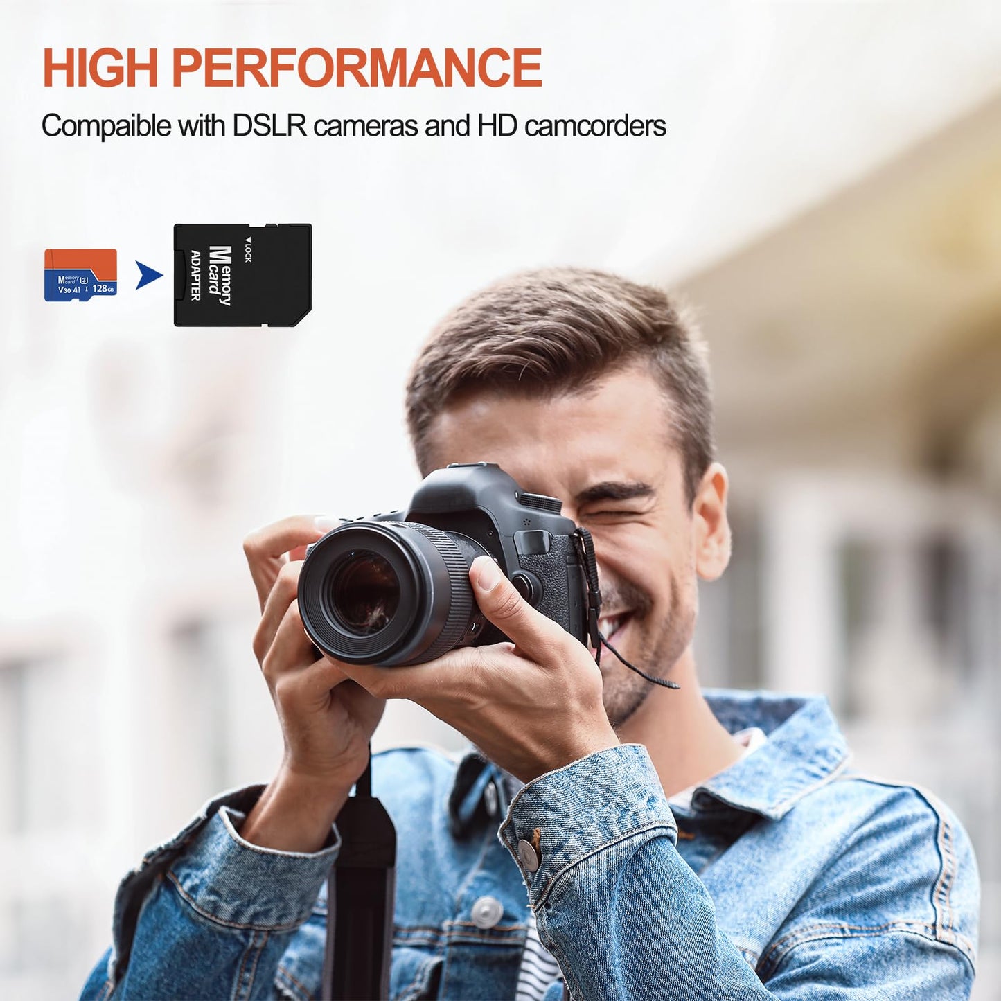 128GB Micro SD Card with Adapter, Class 10 V30 U3 A1 High-Speed Memory Card for 4K Video Recording, Reliable Storage for Smartphones, Tablets