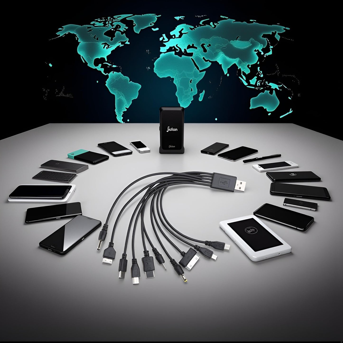 Jizlan 1Pc Black 10 in 1 USB Multi Charger Cables for Mobile Phones USB Charging Cord 20cm/7.87in to Multi Plug Cell Phone Charger Cable 10 in 1 Cable