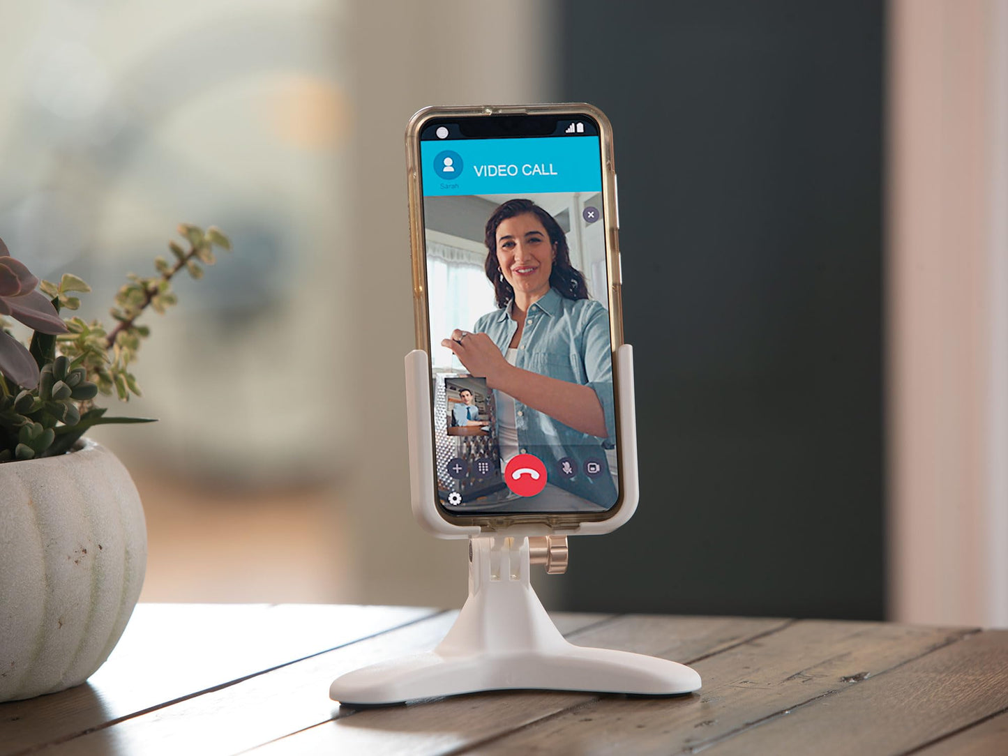 WeatherTech DeskFone Two View in White - Adjustable, Universal Cell Phone Holder Mount Stand for Desk, Counter, Table - Tripod Design for iPhone