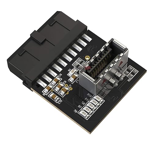 LINKUP - [Active Chip USB 3.0 (3.2 Gen 1) Internal IDC 20 Pin Motherboard Header to A-Key (Type-E) 20 Pin Female Converter for Type C Panel Mount