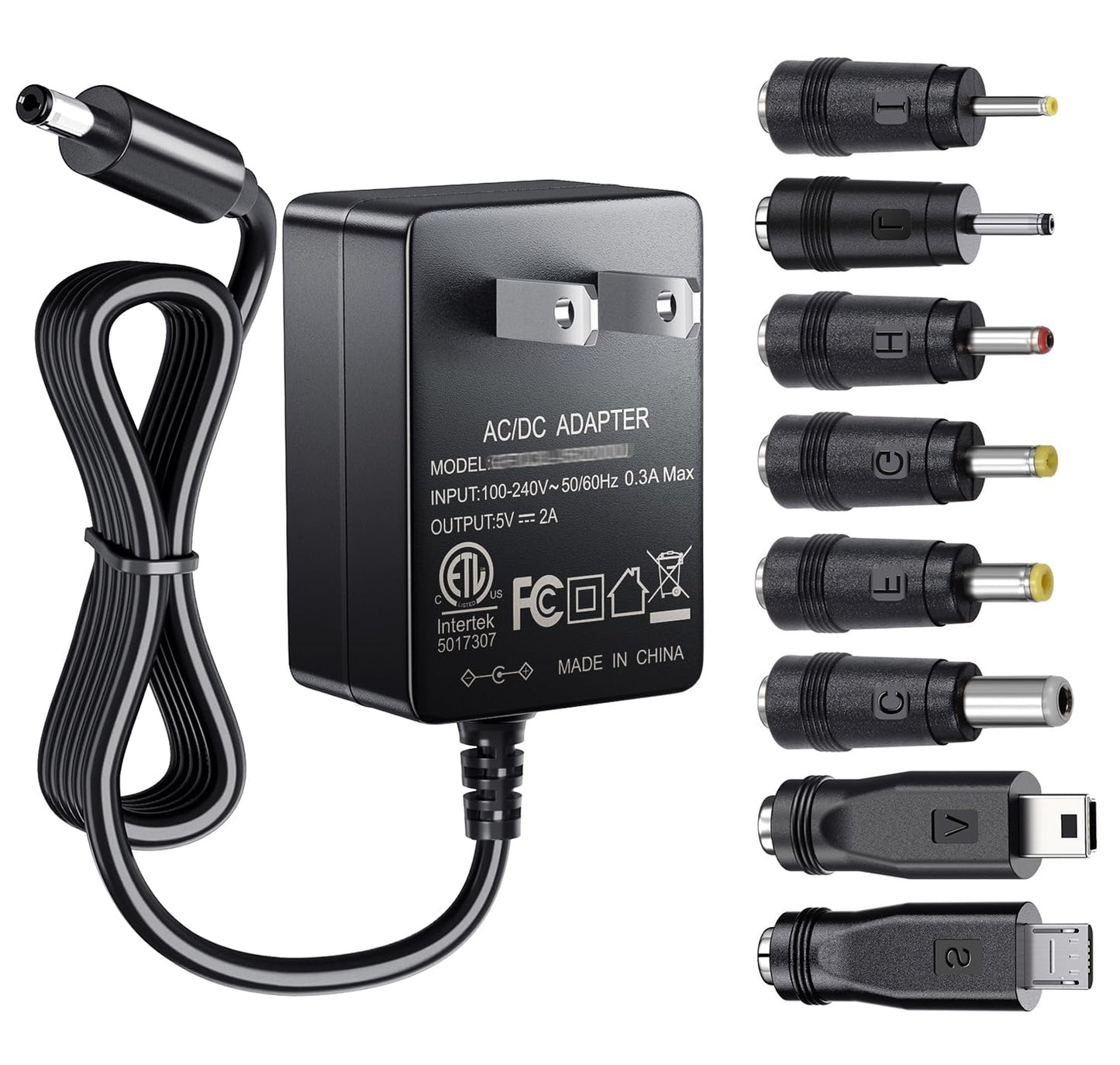 SoulBay 5V 2A Power Supply Adapter 10W AC100-240V to DC 5 Volt 2Amp Versatile Charger Cord with 8 Plugs for USB Hub TV Box Tablet Camera Speaker GPS…