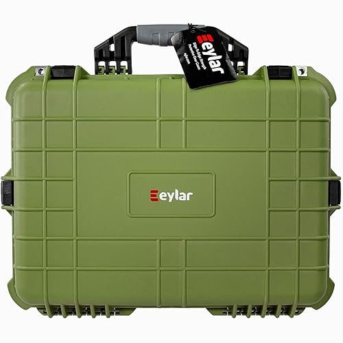 Eylar Large 20 Inch Protective Camera Case Water and Shock Proof With Foam (Green)