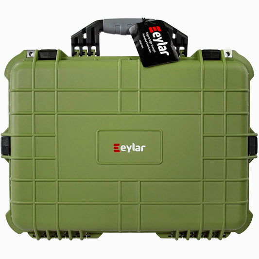 Eylar Large 20 Inch Protective Camera Case Water and Shock Proof With Foam (Green)