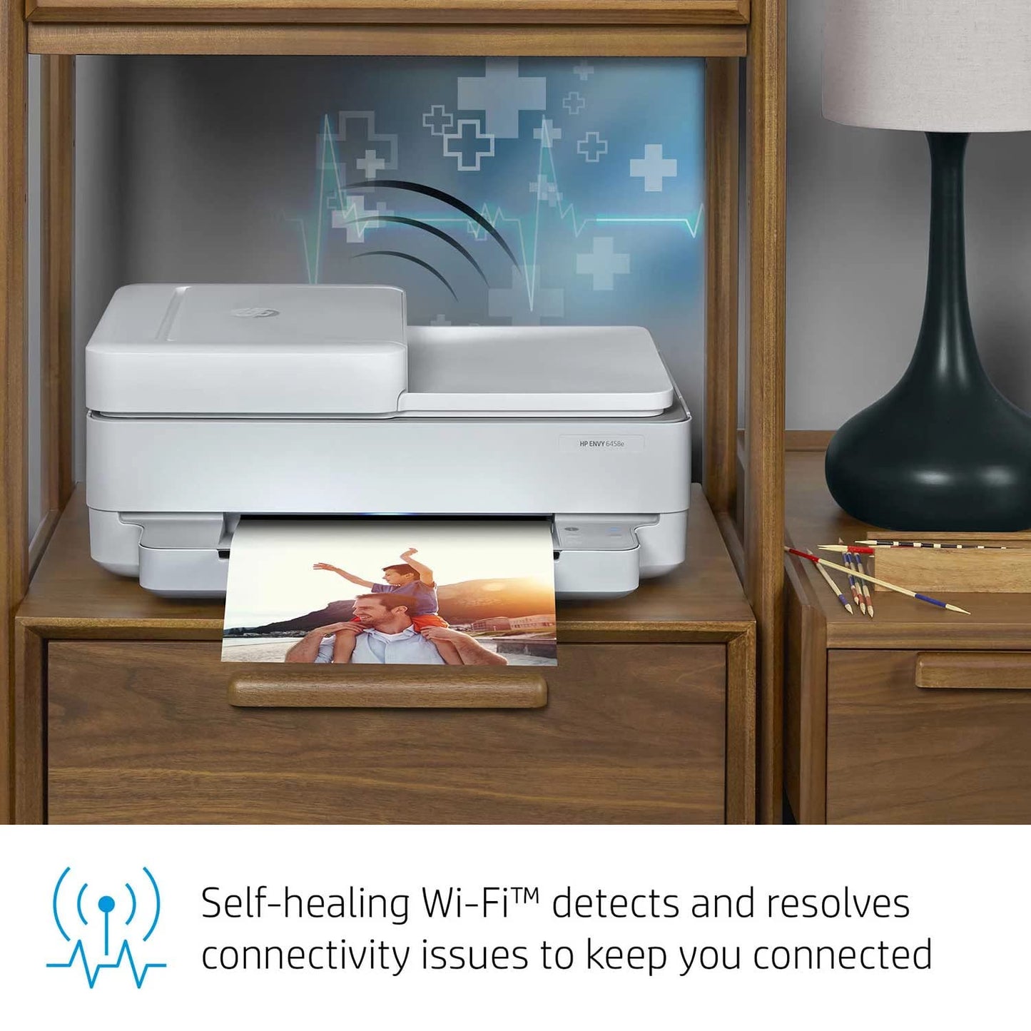 HP Envy 6458e All-in-One Wireless Color Inkjet Printer, 2-Sided Printing, Copy, scan, Fax, 10 ppm, 4800 x 1200 dpi, 35-Sheet ADF, Dual-Band WiFi