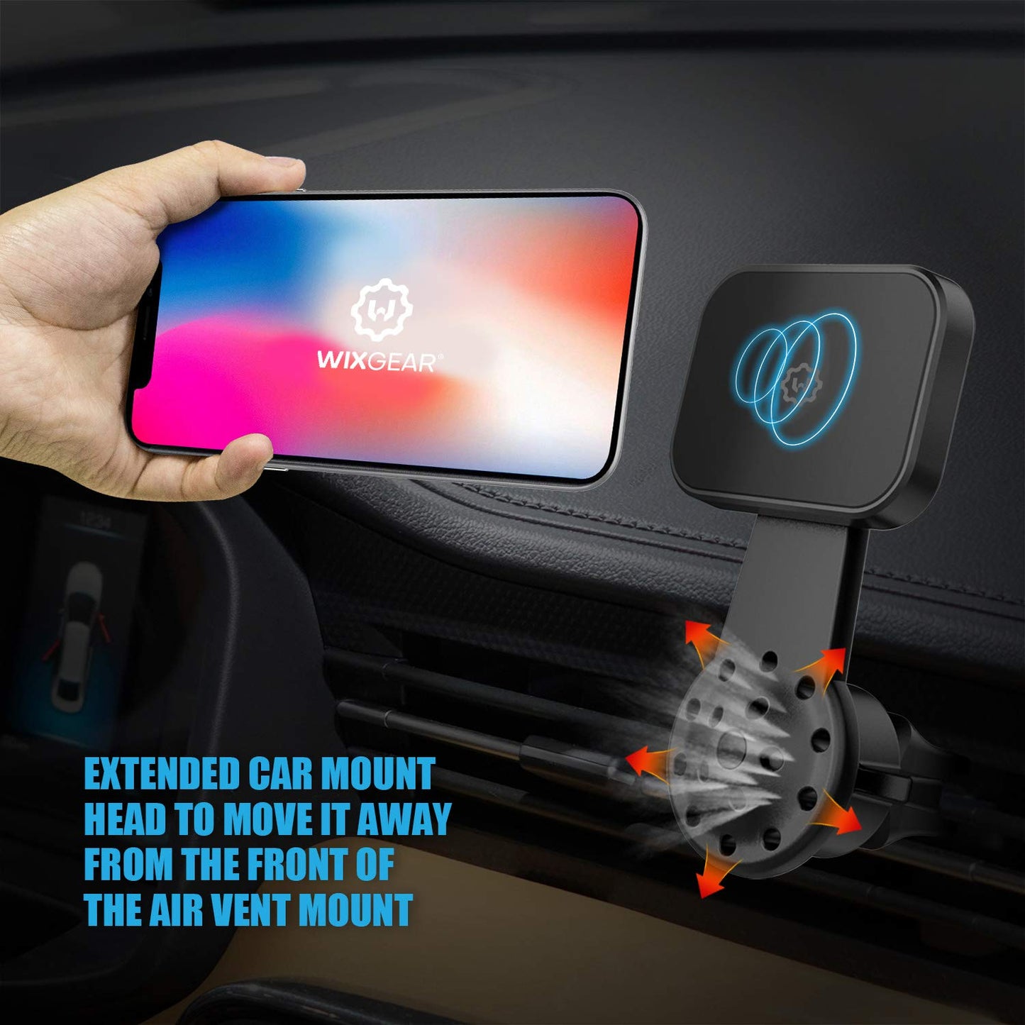WixGear Magnetic Mount, Universal Air Vent Twist Hole Magnetic Phone Holder for Car, for All Cell Phones with Fast Swift-Snap Technology, Will Not