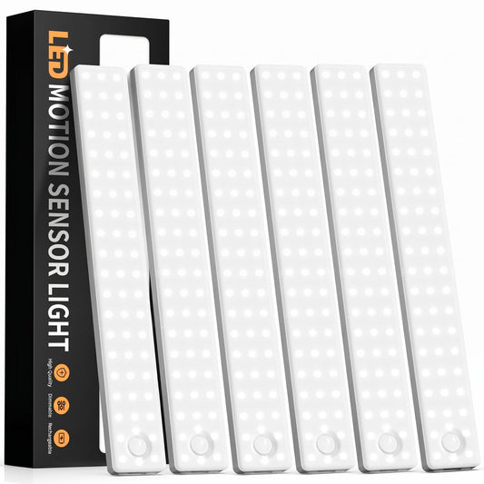 6 Pack Under Cabinet Lighting, USB Rechargeable Motion Sensor Light Indoor, Battery Operated Closet Light, LED Cabinet Lights, Stick On Dimmable Under