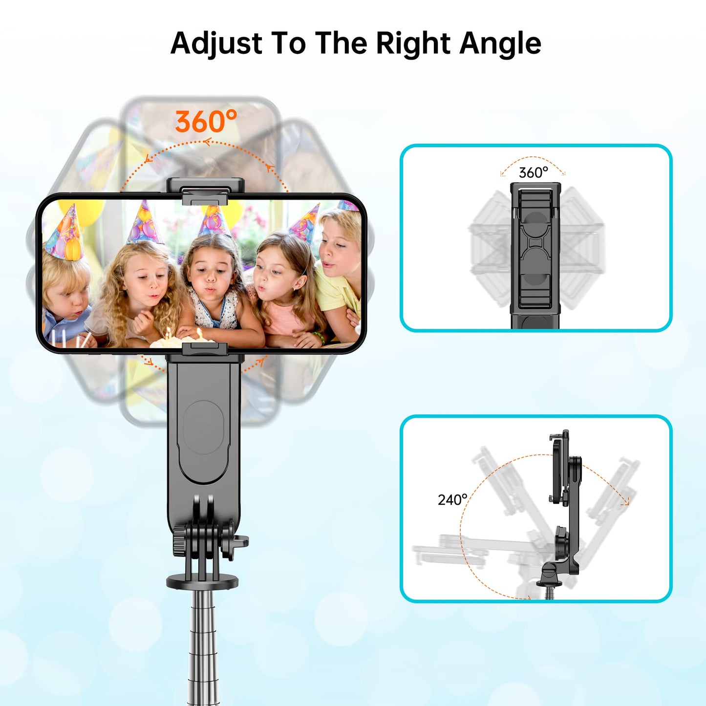 Stable Selfie Stick Tripod with Fill Light, 44 Inch Extendable Selfie Stick with Wireless Remote and Tripod Stand 360 Rotation for iPhone