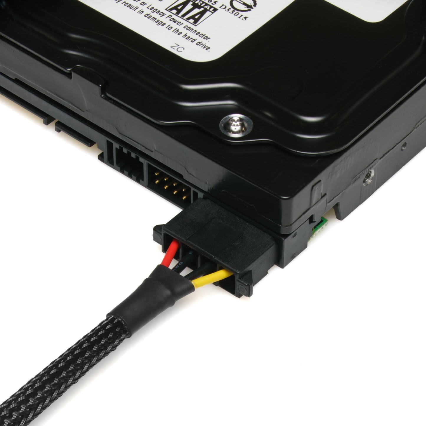 CRJ 12-inch (30cm) SATA to Dual Molex Power Adapter Cable - Black Sleeved, Power Two Peripheral Devices with a 15-Pin SATA Connection
