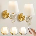 Mesuz Battery Operated Wall Sconces Lights Set of 2 Remote Control, Bow Sconces Rechargeable Battery Powered Bow Lamps Dimmable LED 2700K-6000K 16