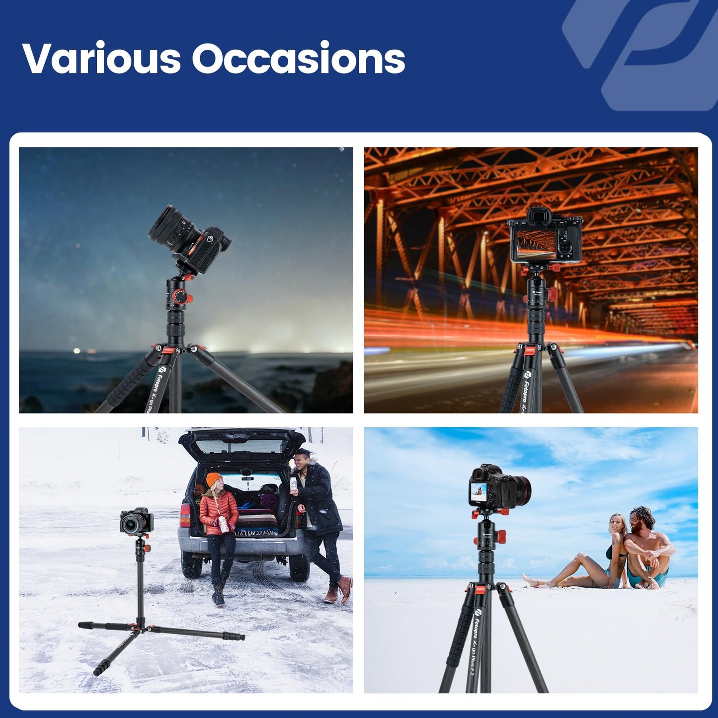 Fotopro 73" Carbon Fiber Tripod for Camera Compact Travel Tripod with Ball Head Detachable Monopod with Quick Release Plate and Camera Bag Load up