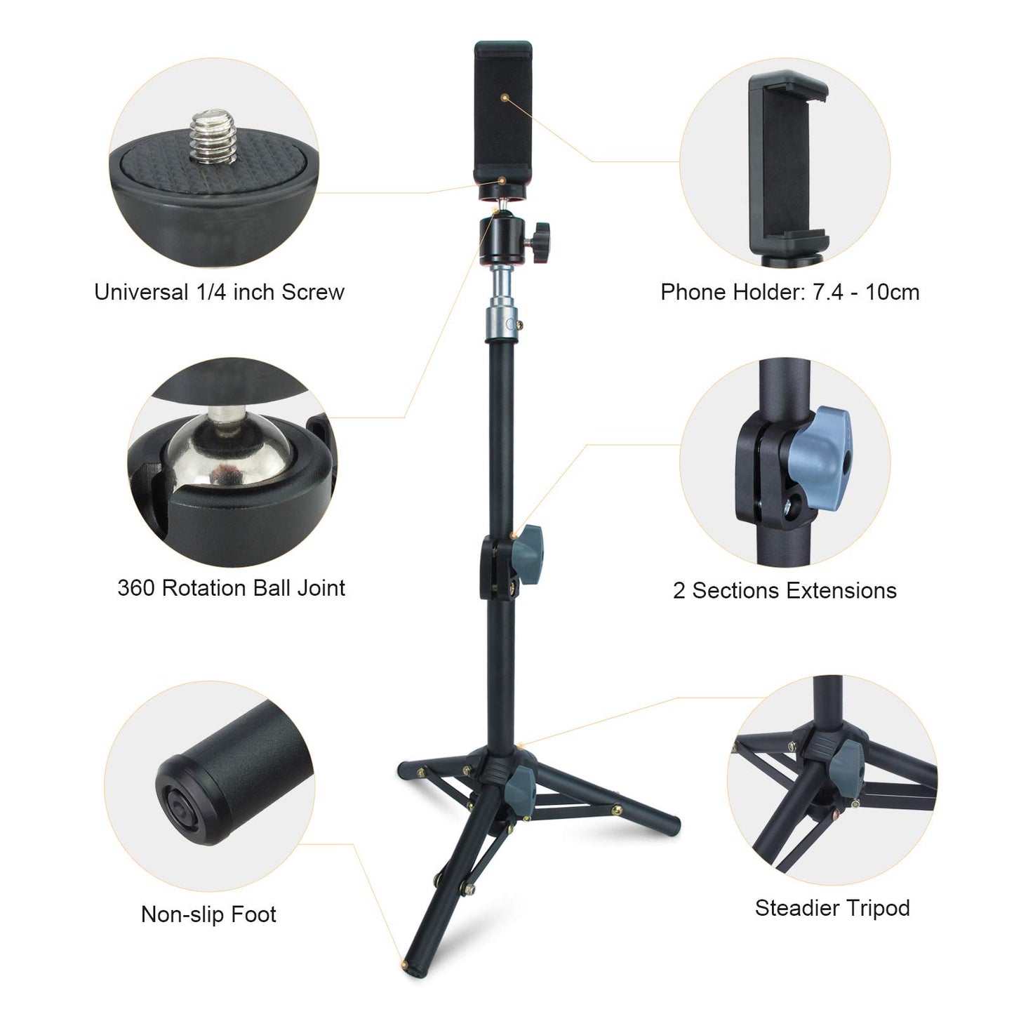 Selfie Stick Tripod LINCO Lincostore Lightweight Portable Phone Tripod Professional Heavy Duty with Bluetooth Wireless Remote for Apple Android