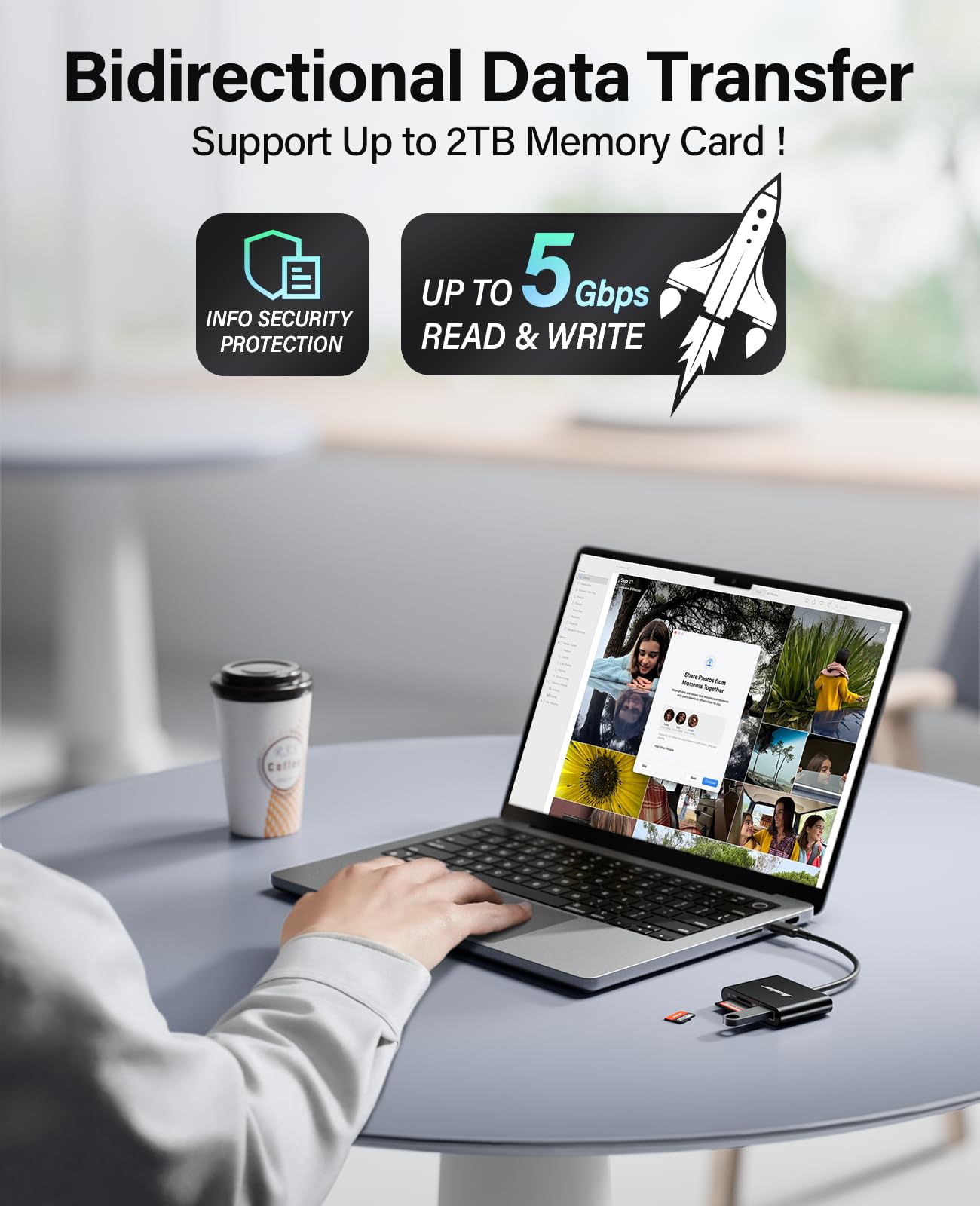 Hicober USB C to SD Card Reader, Micro SD Memory Card Reader, Type C to SD Card Reader Adapter 2TB Capacity for MacBook Camera Android Windows Linux