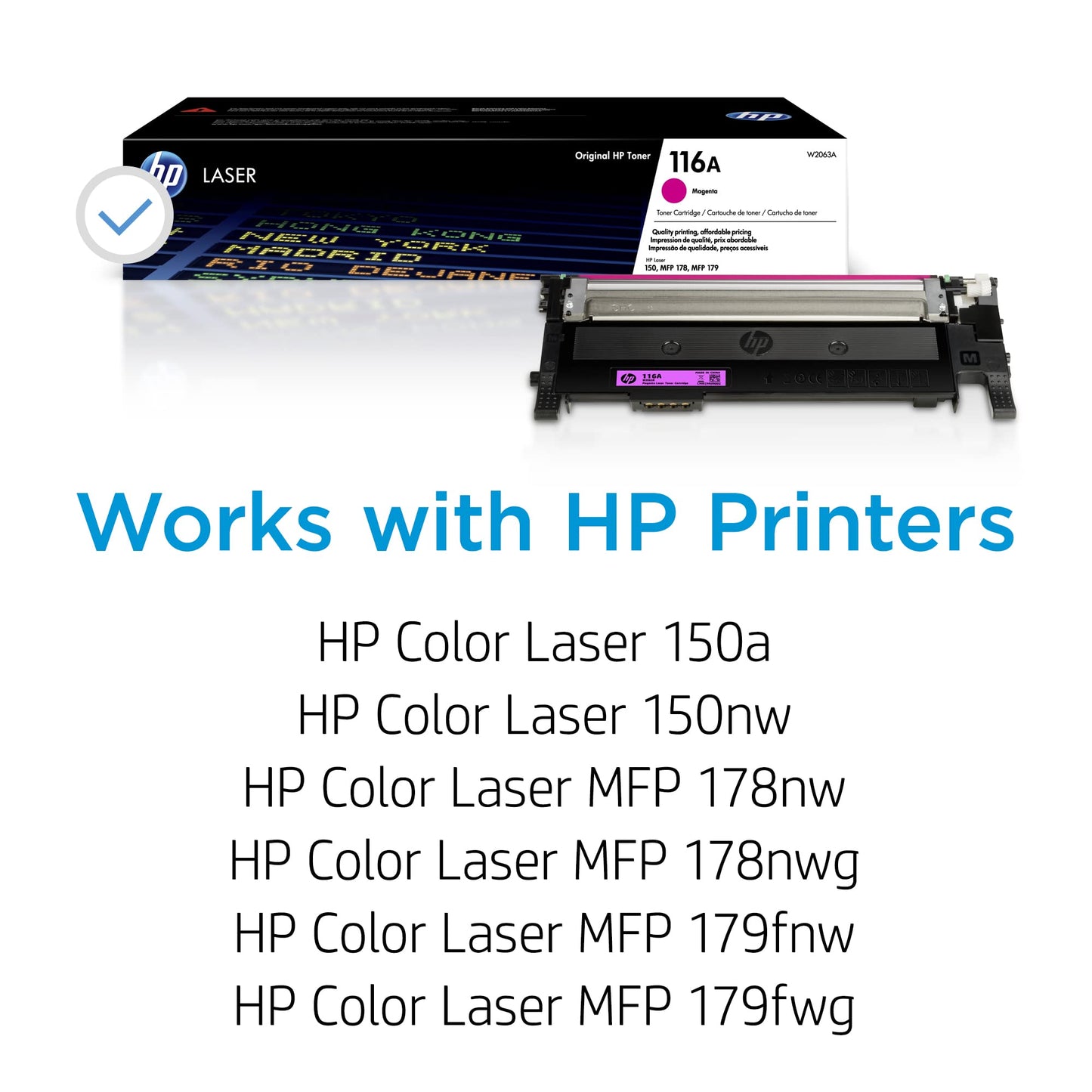 HP 116A Magenta Toner Cartridge | Works Color Laser 150 Series, Color Laser MFP 178, 179 Series | W2063A