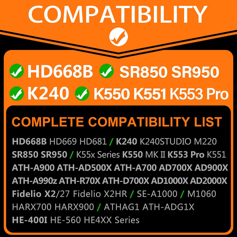 TRANSTEK Replacement Ear Pads Compatible with HD668B, SR850, ATH-A900, ATH-AD500X, ATH-A700, AD700X, AD900X, ATH-A990z, ATH-R70X, ATH D700X, AD1000X