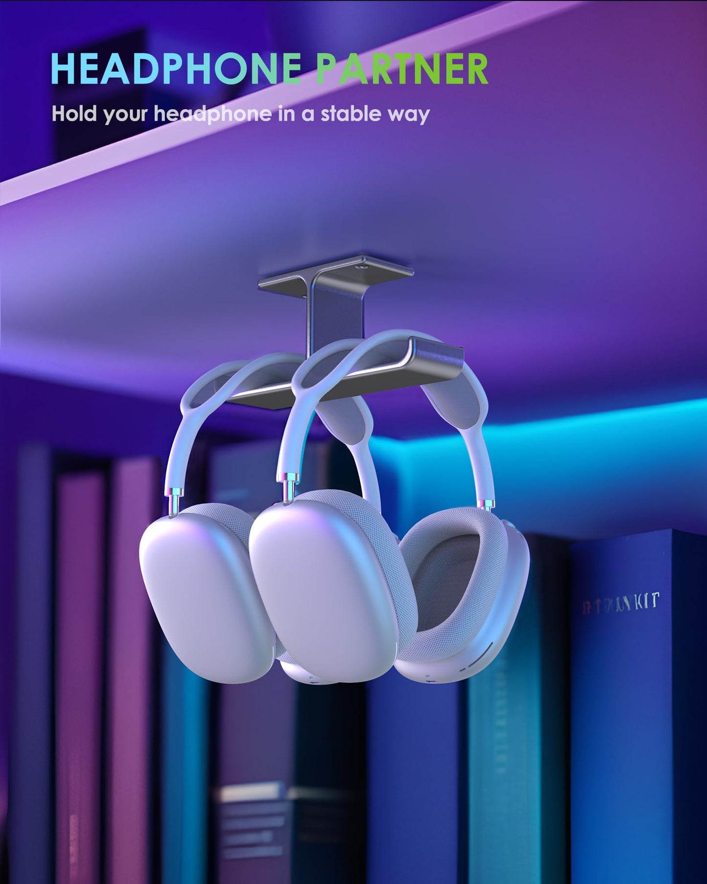 All Aluminum Headset Headphone Stand Hanger Under Desk Designed [Patented] Headphone Holder Hook by Strong Adhesive & Screws,PC Gaming Accessories