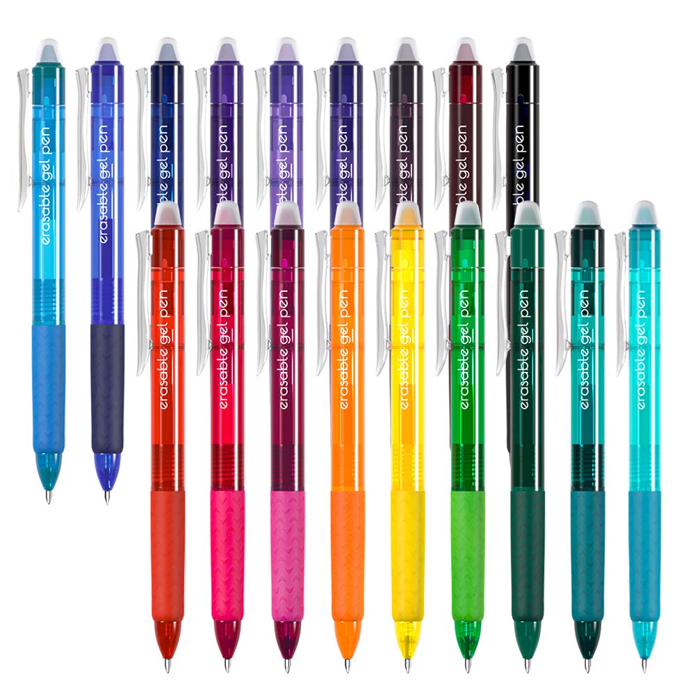 Vanstek 18 Colors Retractable Erasable Gel Pens Clicker, Fine Point(0.7), Make Mistakes Disappear, Premium Comfort Grip for Drawing Writing Planner