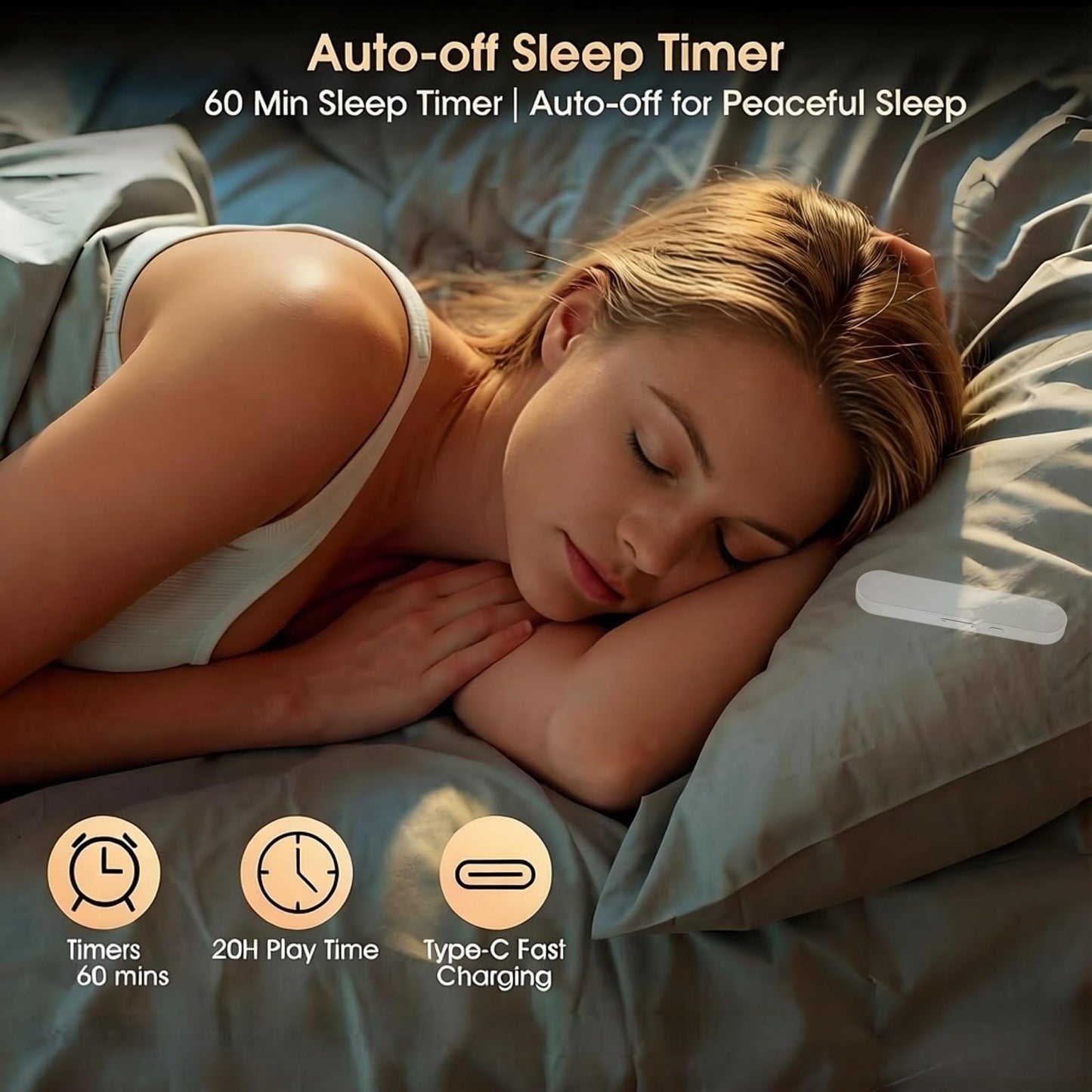 Melolax Under Pillow Speaker with Bluetooth, Memory Card Playback, Timer Function/Volume Control, Deep Base Flat Soft Design for Sleep and Bedtime