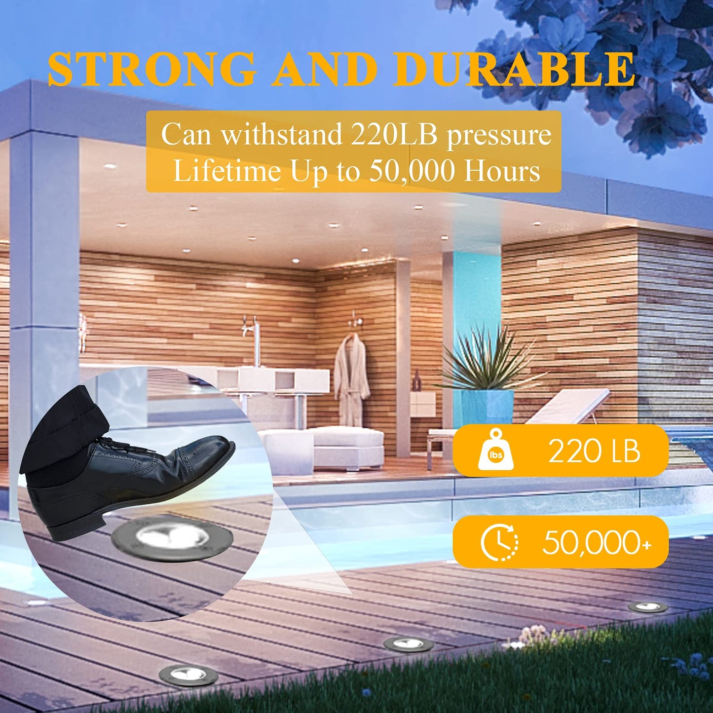 ACHENGE Low Voltage In-Ground LED Well Lights Landscape Lighting 6W 12V 24V Outdoor Landscape Light Waterproof IP67 Pathway Driveway Deck Step Fence