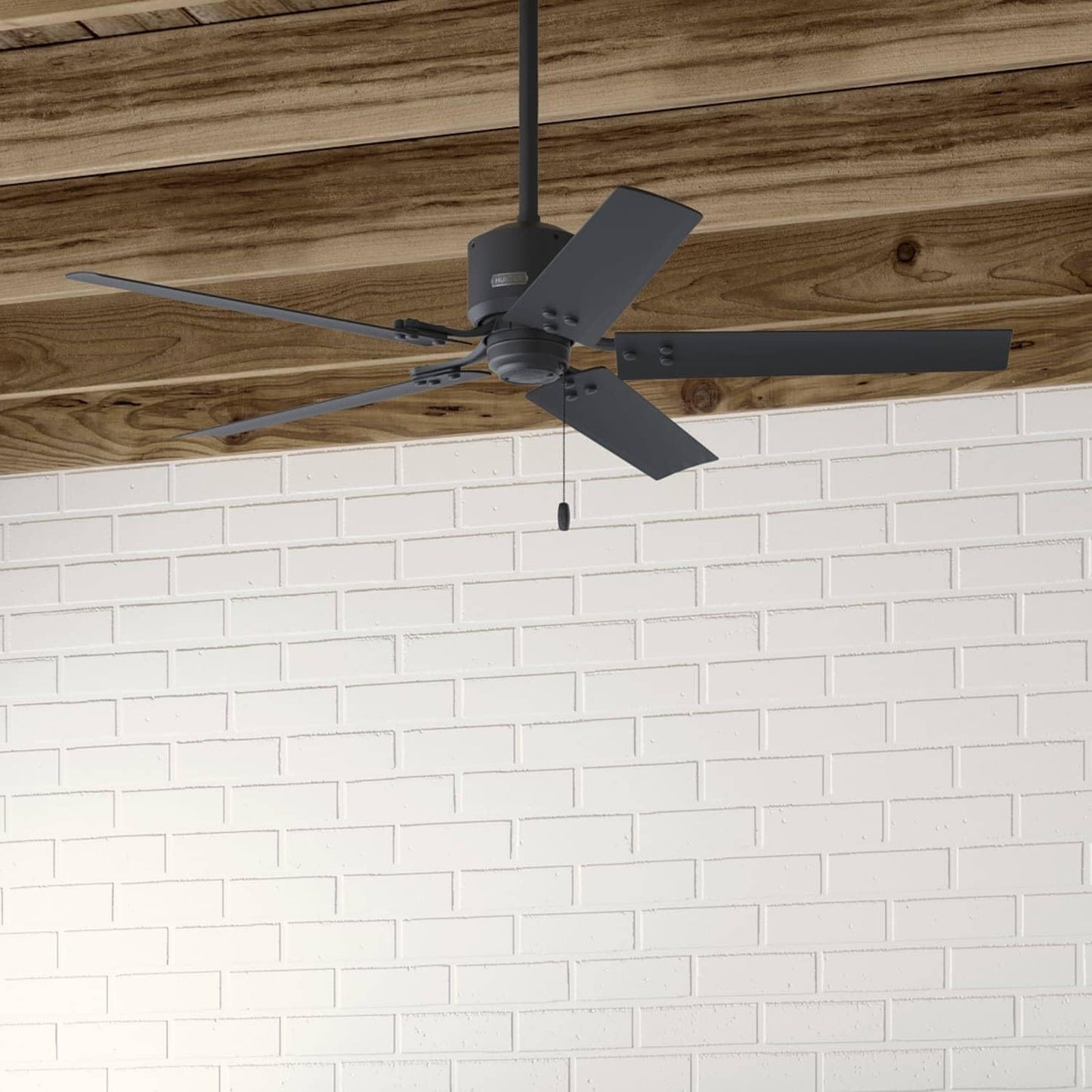 Hunter Fan 52 inch Casual Matte Black Indoor/Outdoor Ceiling Fan with 5 Blades and Pull Chain (Renewed)