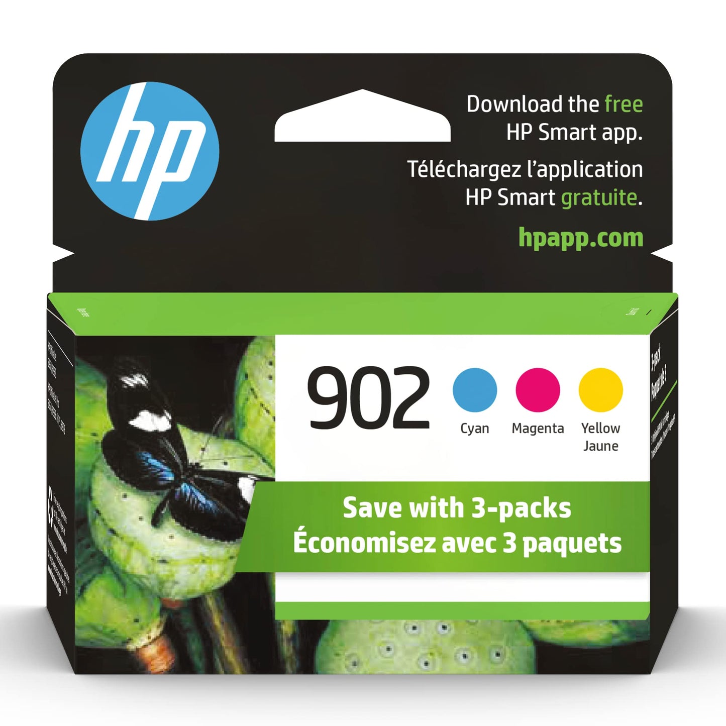 HP 902 Cyan, Magenta, Yellow Ink Cartridges | Works with OfficeJet 6950, 6960, Pro 6960, 6970 Series | T0A38AN