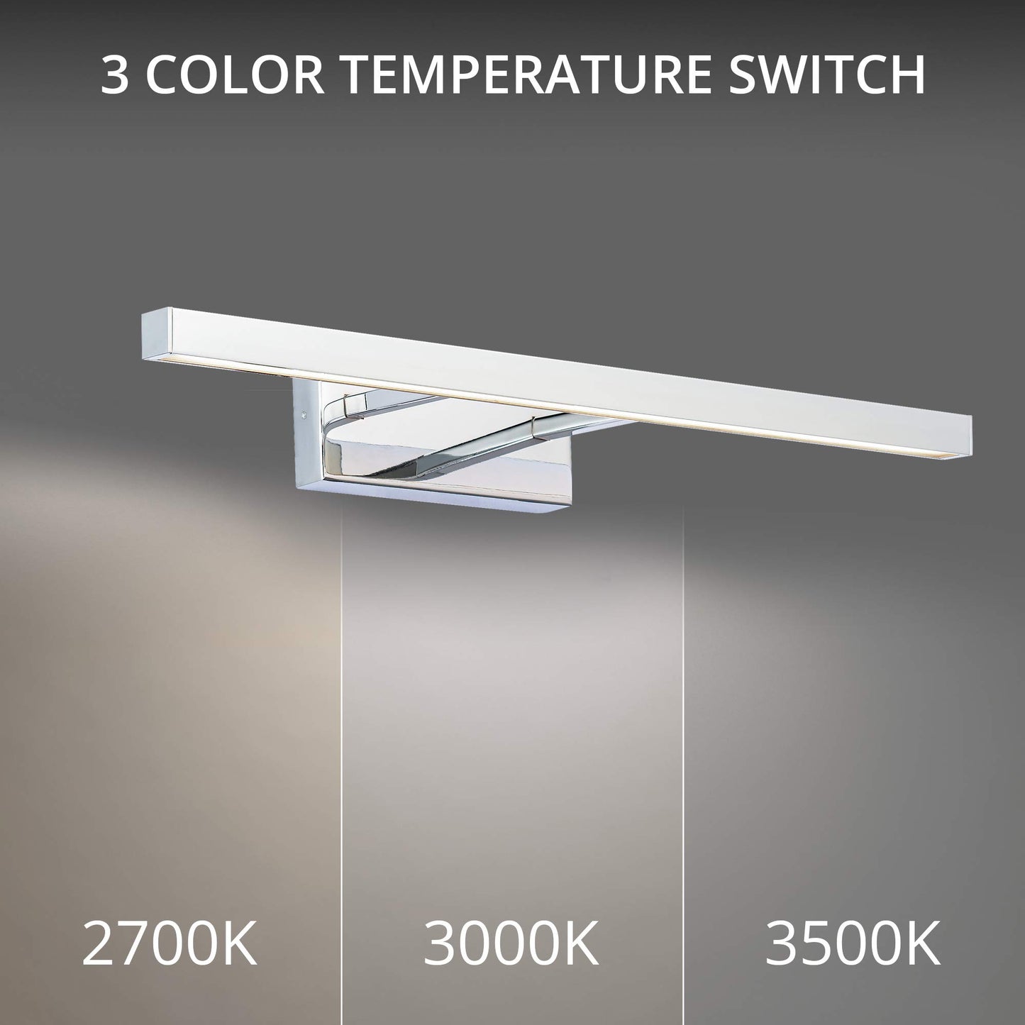 Parallax 23in LED Up or Down Bathroom Vanity or Wall Light 3-CCT 2700K-3000K-3500K Set to 3500K in Chrome