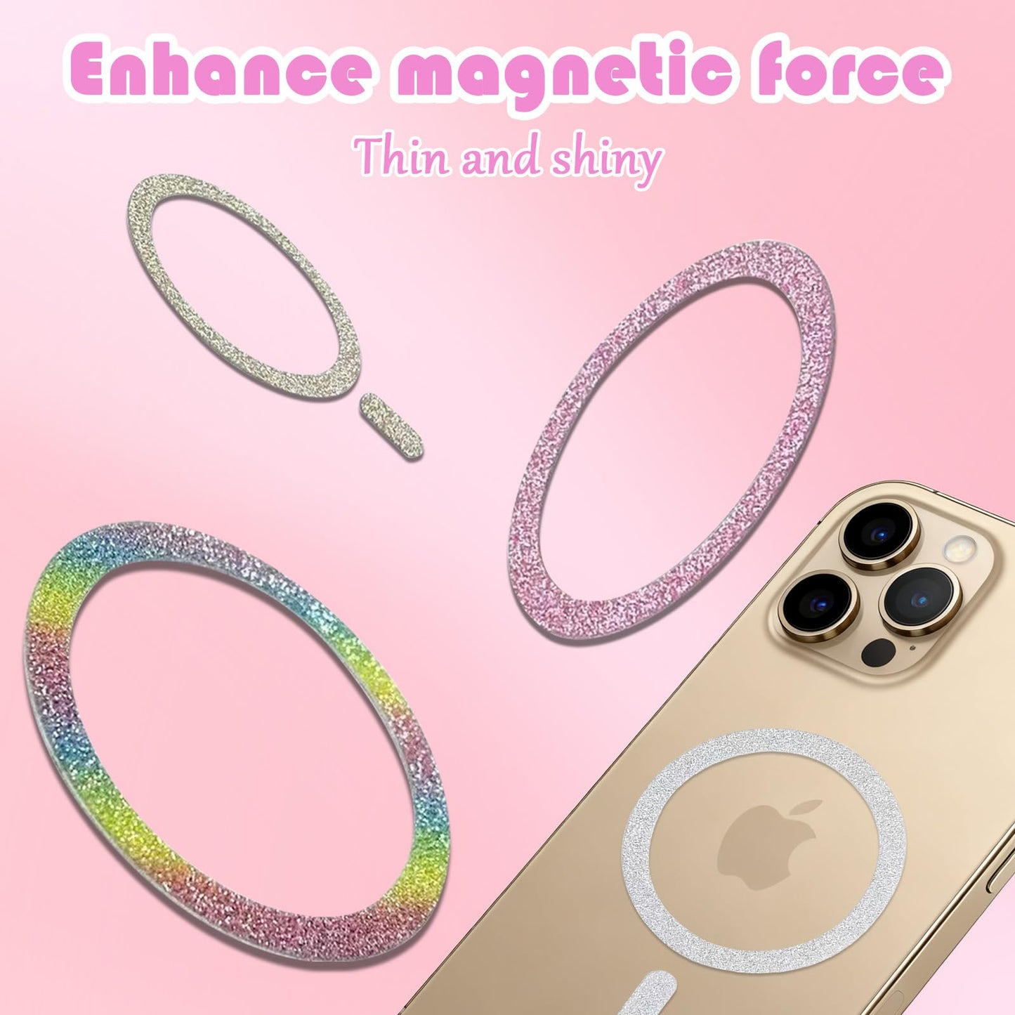 Universal Magnetic Rings (2 Pack) Magsafe Sticker Conversion Kit Compatible with iPhone 16/15/14/13/12 Series & All Phone Cases, for Wireless Charging