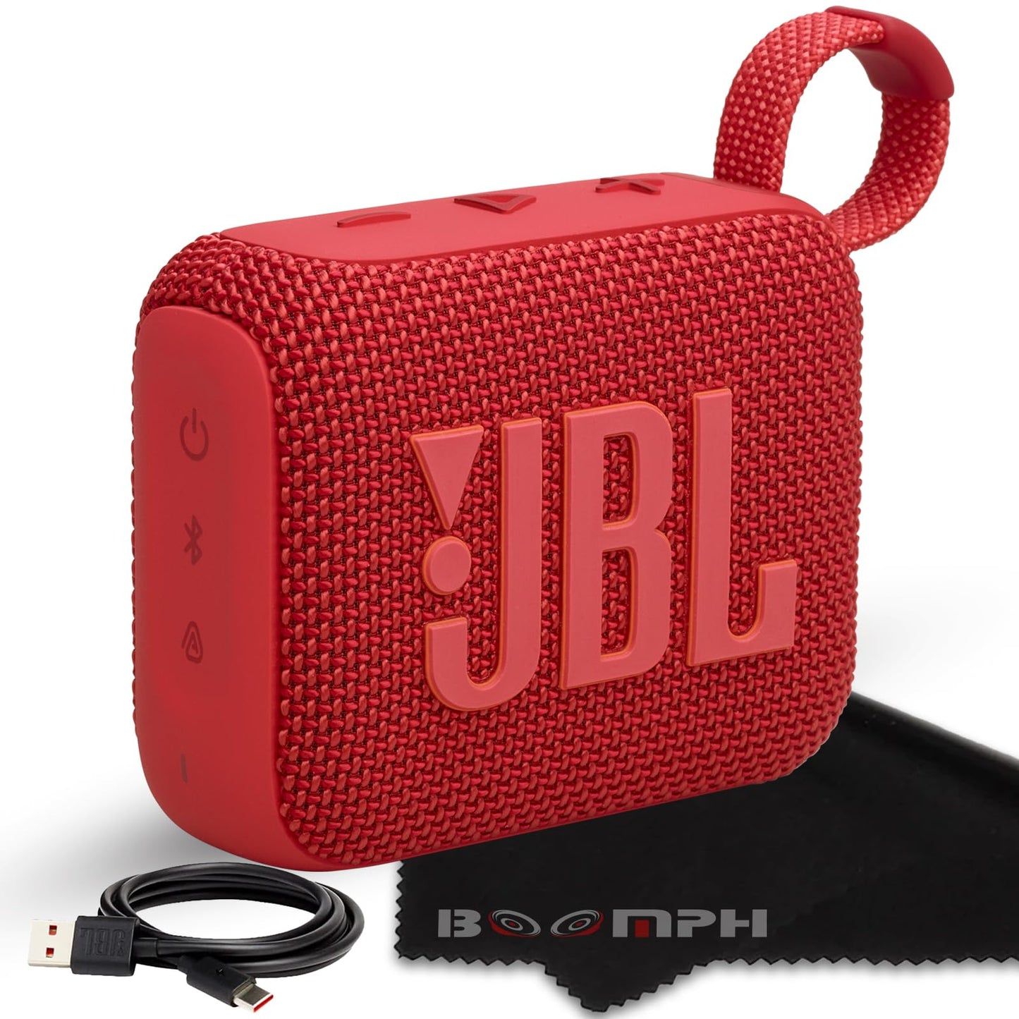 JBL Go 4 Portable Bluetooth Wireless Speaker, IP67 Waterproof and Dustproof Built-in Battery - Red - Boomph's Comprehensive Ultimate Performance Cloth